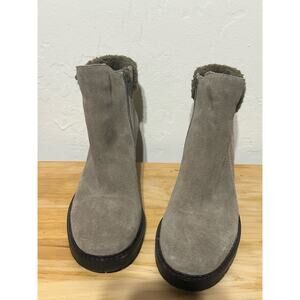 Diba Margaret Suede & Shearling Lug Sole Bootie winter Zip  Ankle Women's 8.5